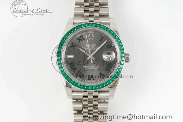 Marker Steel 41mm Diamonds on Arabic Best Dial Jubilee Gray 1:1 904L SA3235 Green Bracelet Bezel Edition DateJust DIWF 0329